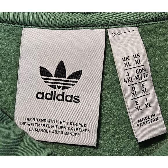 ADIDAS Men XL Hoodie Sweatshirt Green Embroidered Logo Kangaroo Pocket Chest 48" - Picture 3 of 7